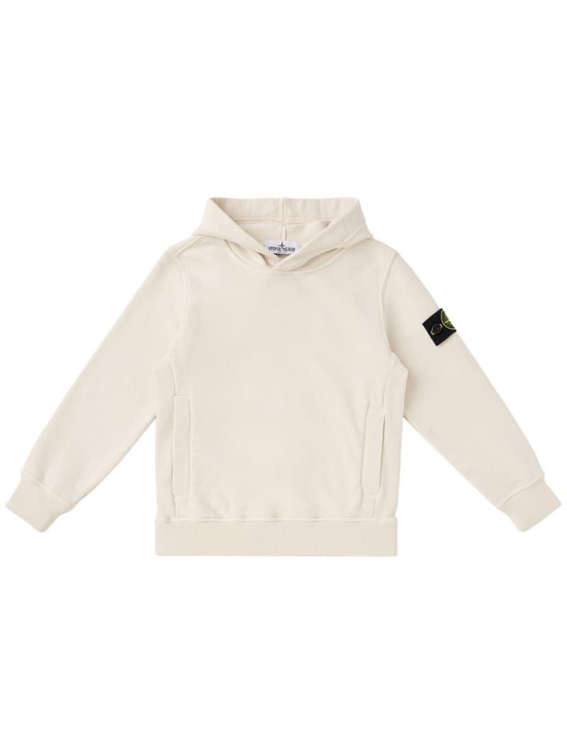Stone Island Junior: Cotton hooded sweatshirt with badge