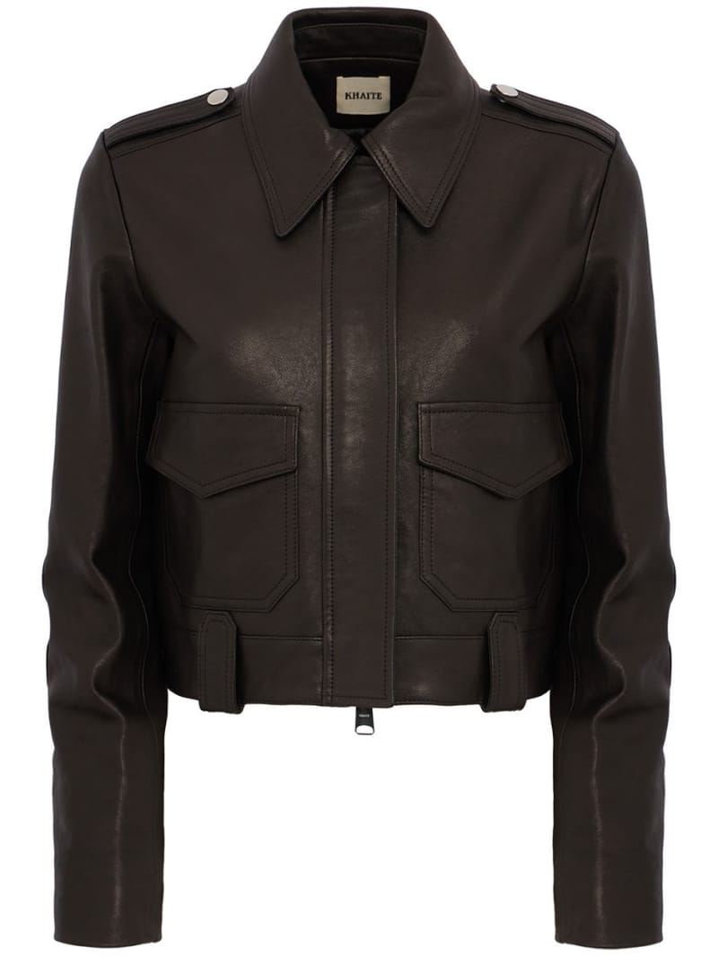 Khaite: Giacca cropped in nappa d'agnello