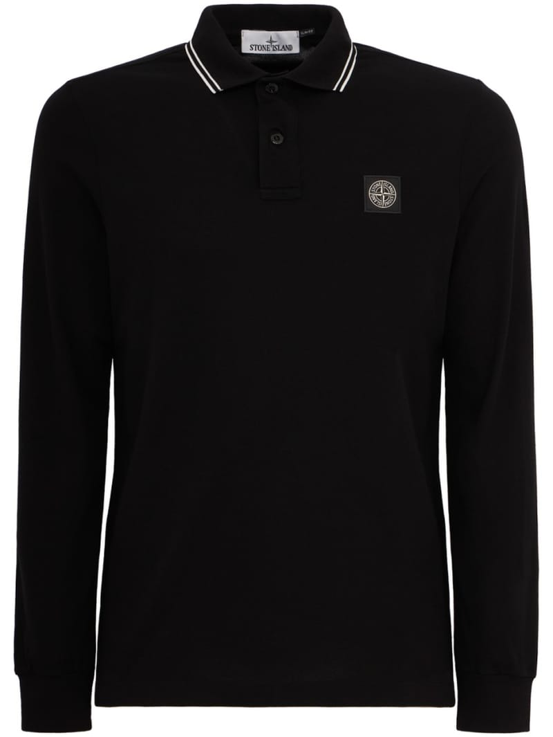 Stone Island: Long-sleeved stretch cotton polo shirt