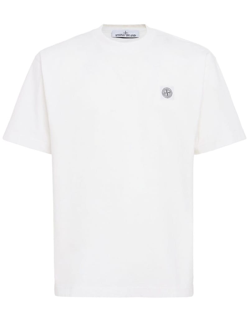 Stone Island: Cotton T-shirt with logo patch