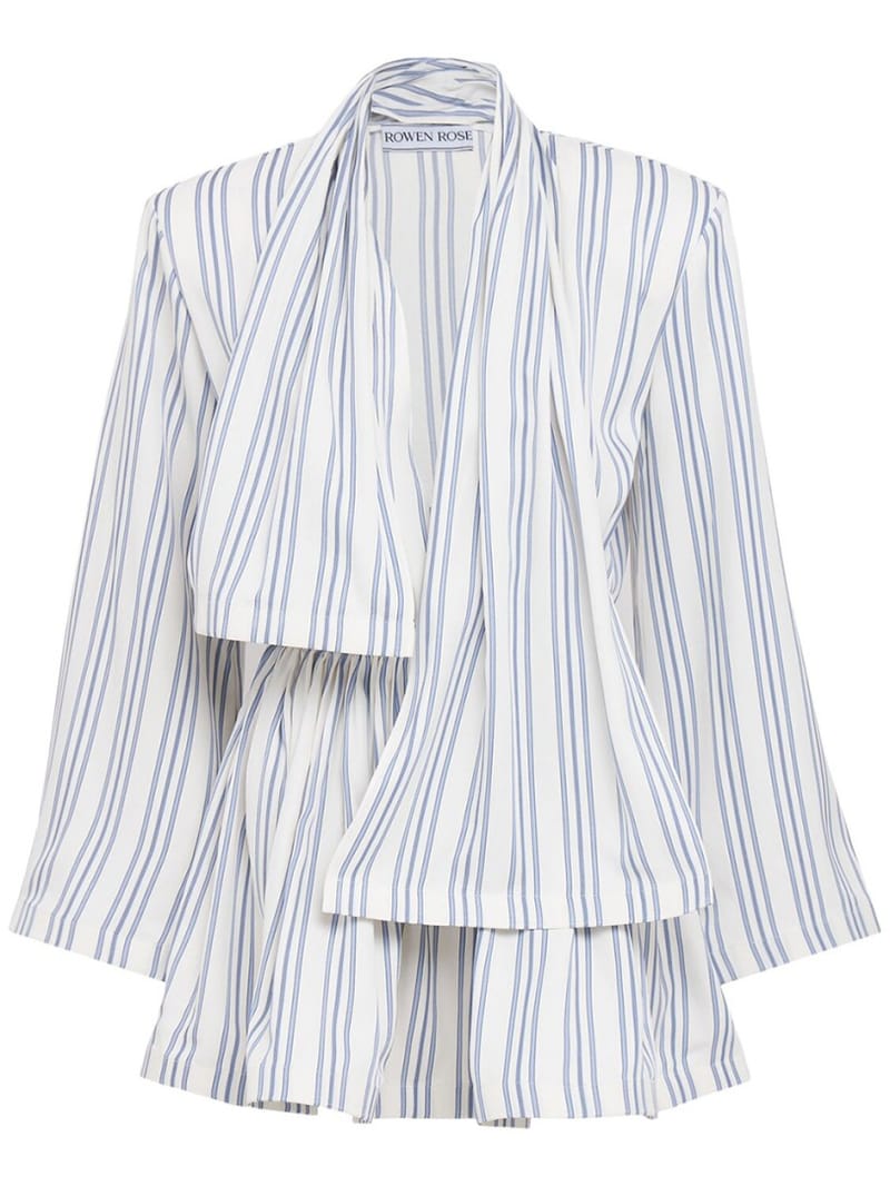 ROWEN ROSE: Striped cr pe de chine mini dress