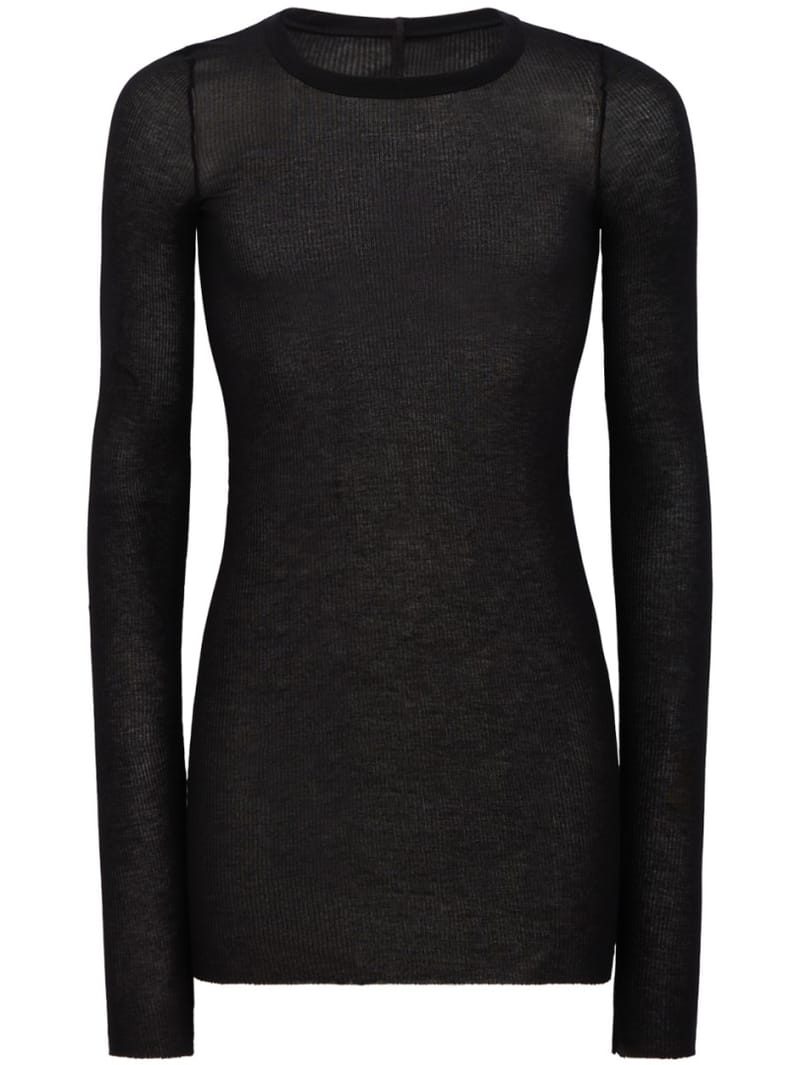 Rick Owens: Ribbed silk blend long sleeve t-shirt