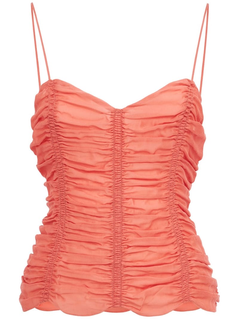 Khaite: Ruched lyocell and silk top