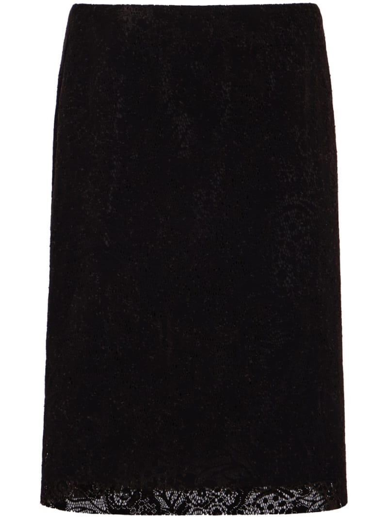 MSGM: Velvet flock lace midi skirt