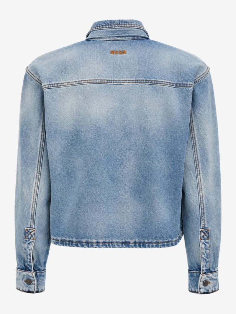 MSGM - Cropped denim shirt with tie