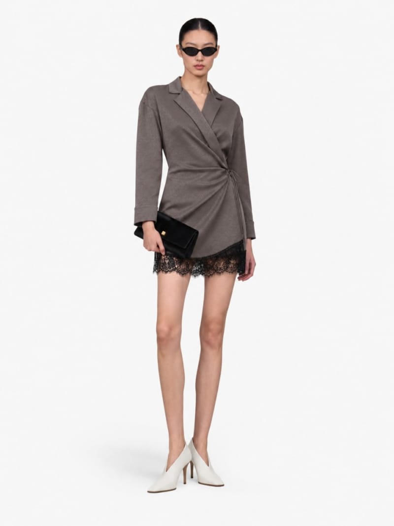 MSGM - Satin wrap dress with lace details
