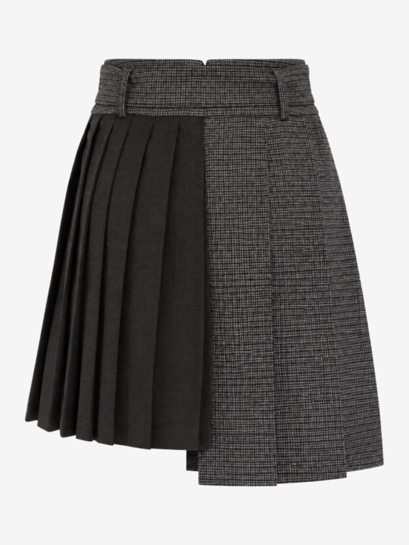 MSGM - Wool pleated mini skirt with belt
