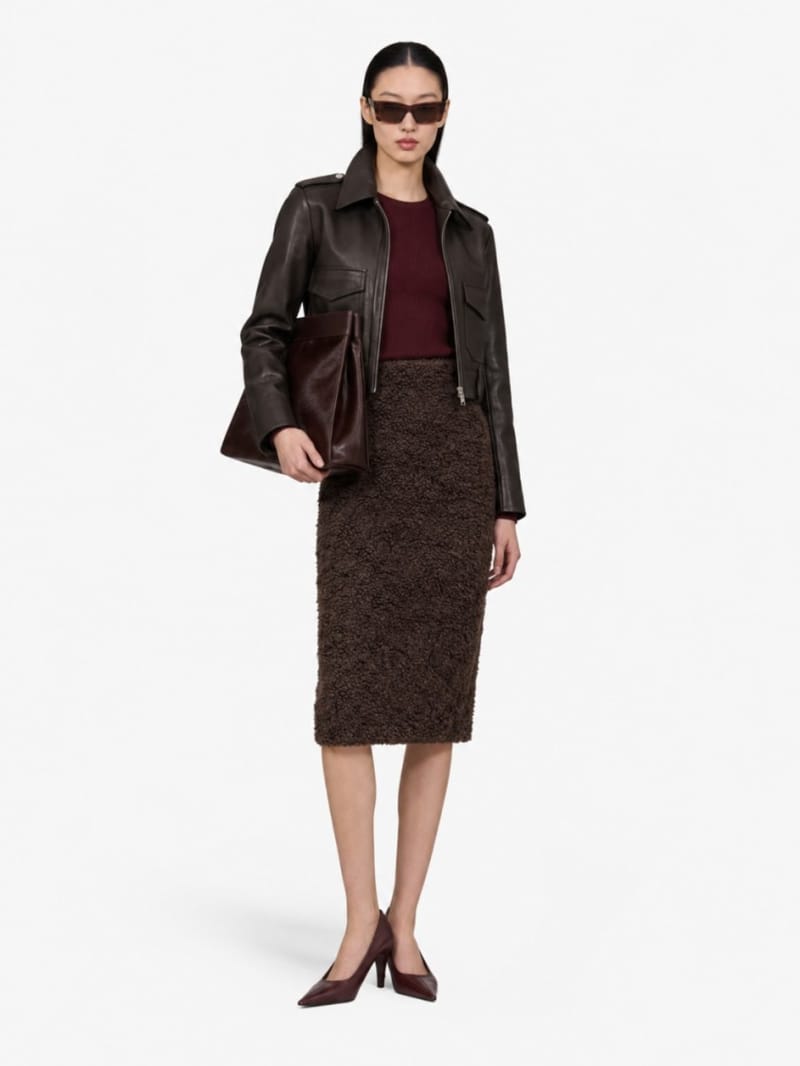 MSGM - Faux shearling midi skirt