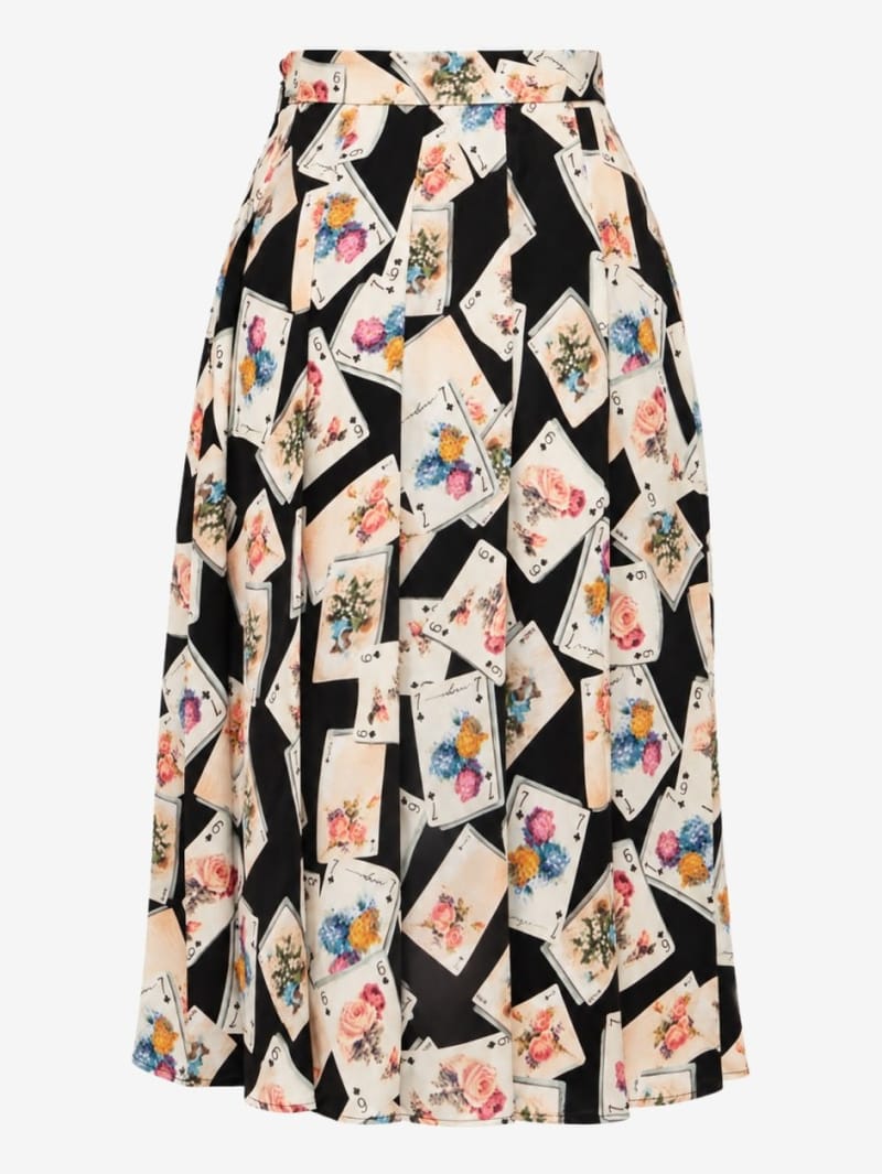MSGM: Printed pleated midi skirt