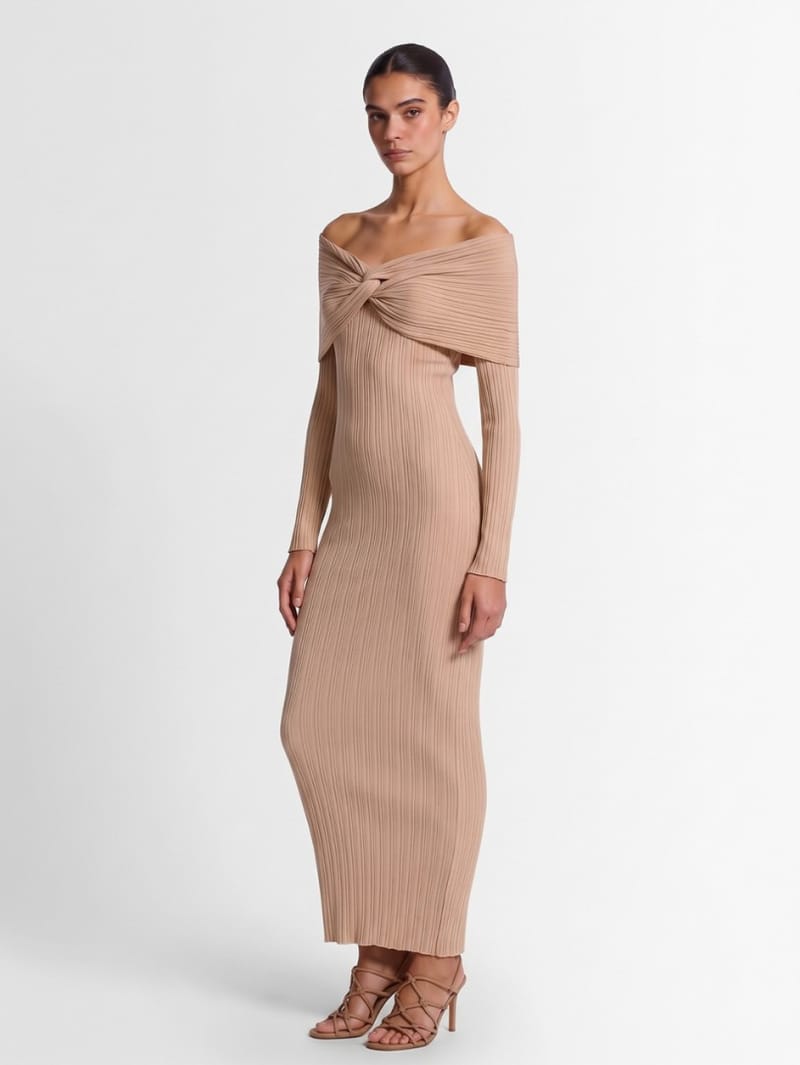 Giuseppe Di Morabito: Ribbed knit long dress with twist