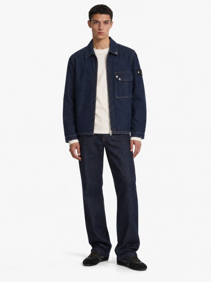 Stone Island - Cotton denim zip up casual jacket
