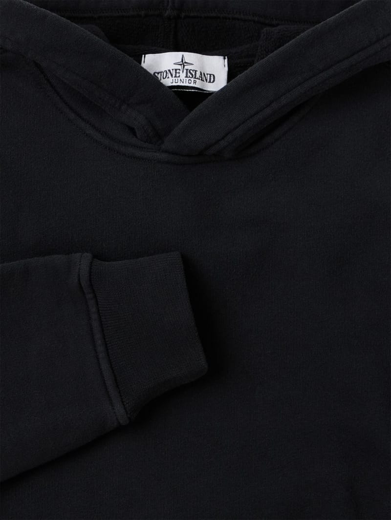 Stone Island Junior: Felpa in cotone con cappuccio e badge