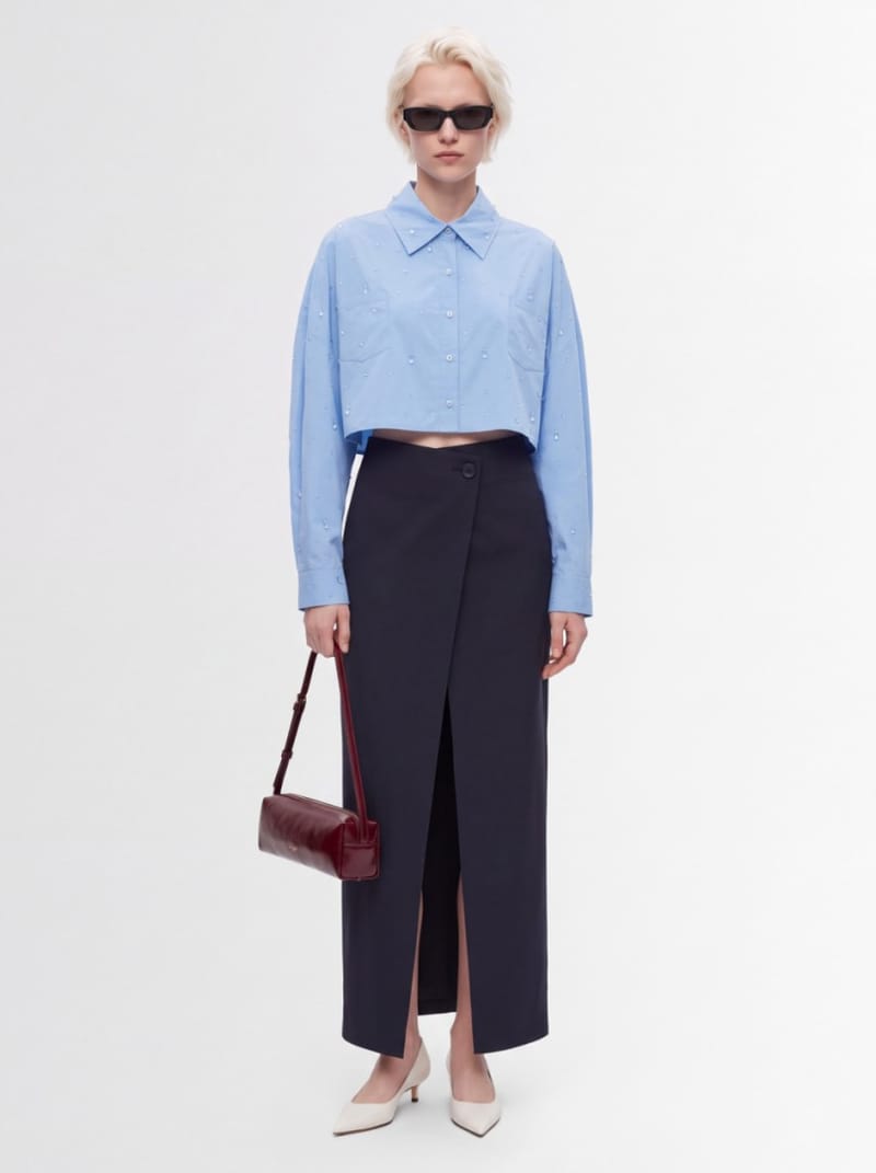 Giuseppe Di Morabito - Cropped cotton shirt with crystals