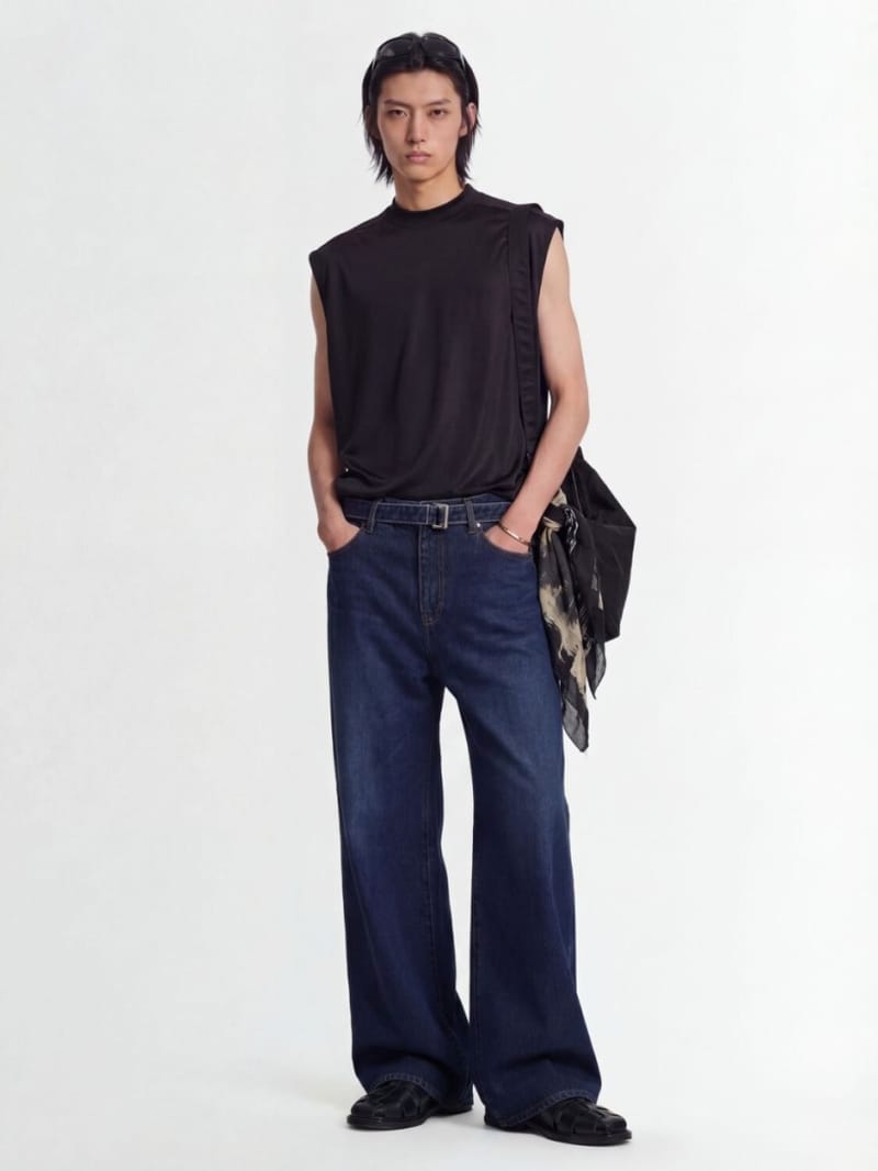 Sacai - Cotton denim jeans with belt