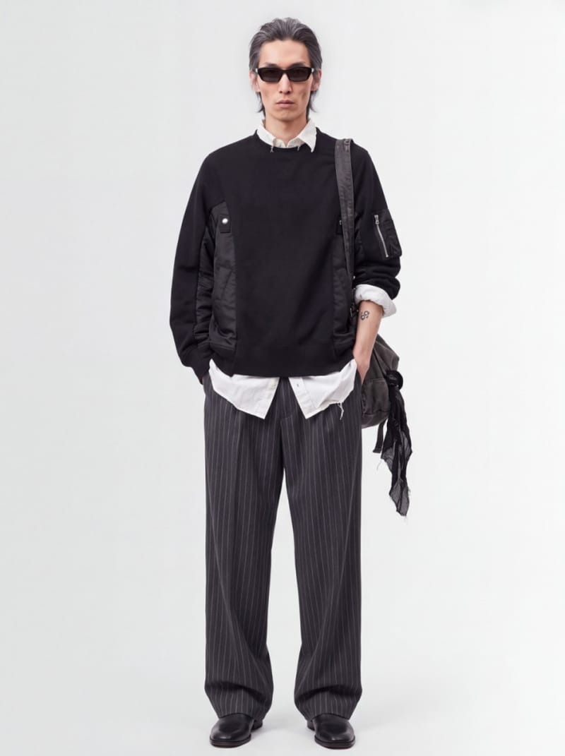 Sacai - Cotton sweatshirt with nylon panels