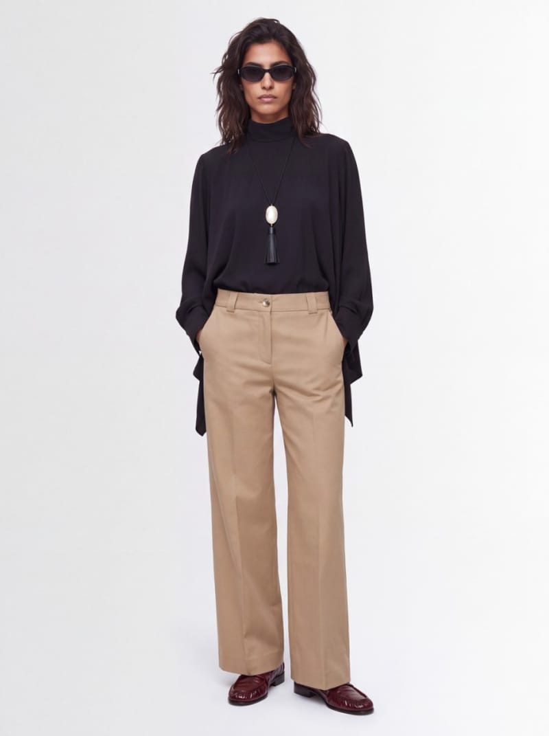 CRUNA - Flat front wide leg regular fit pants
