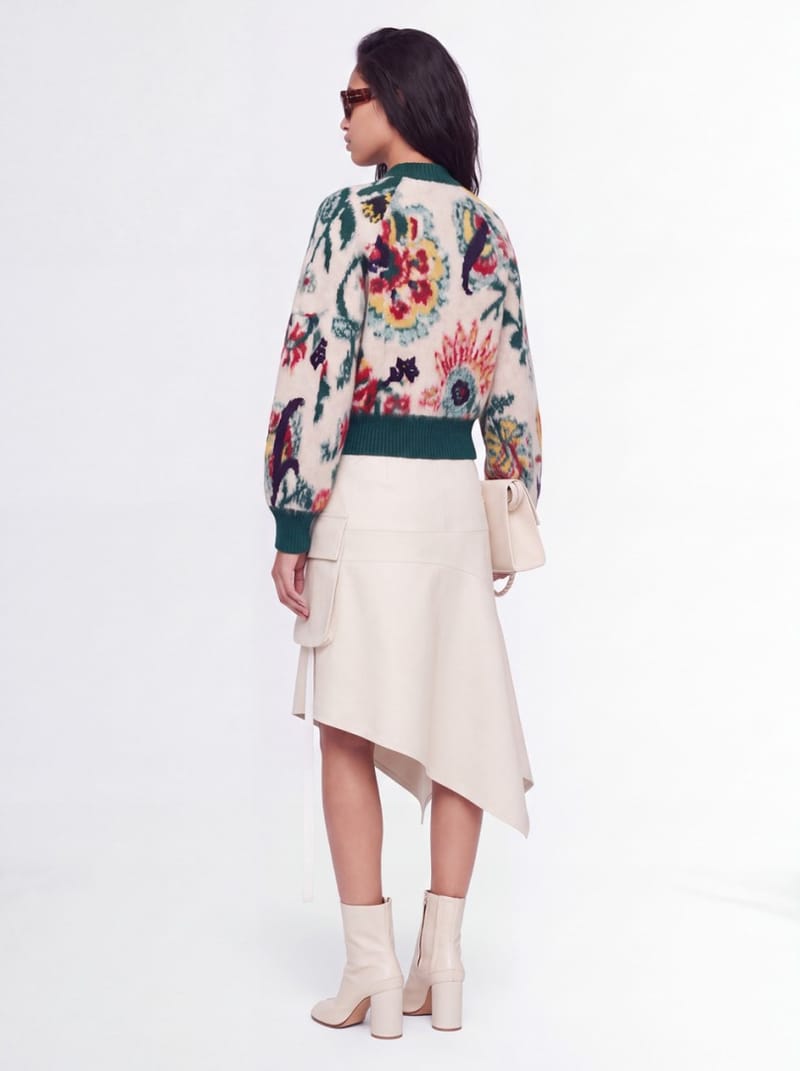 Sacai: Blusón de punto jacquard floral
