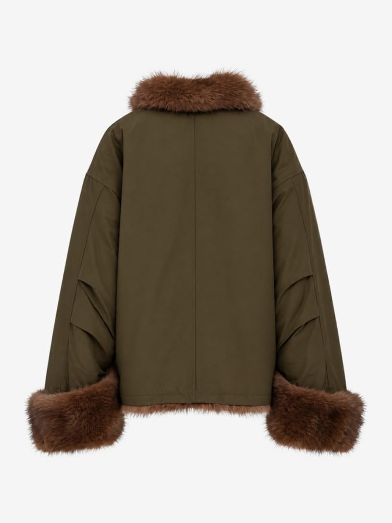 LA PISCINE: Fox fur padded jacket