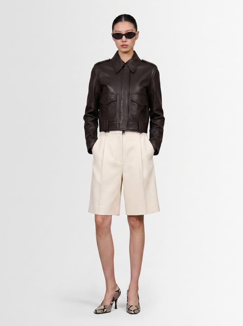 Khaite - Cropped lambskin leather jacket