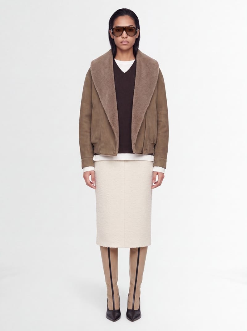 Stella McCartney: chaqueta de ante alter con ribete de felpa