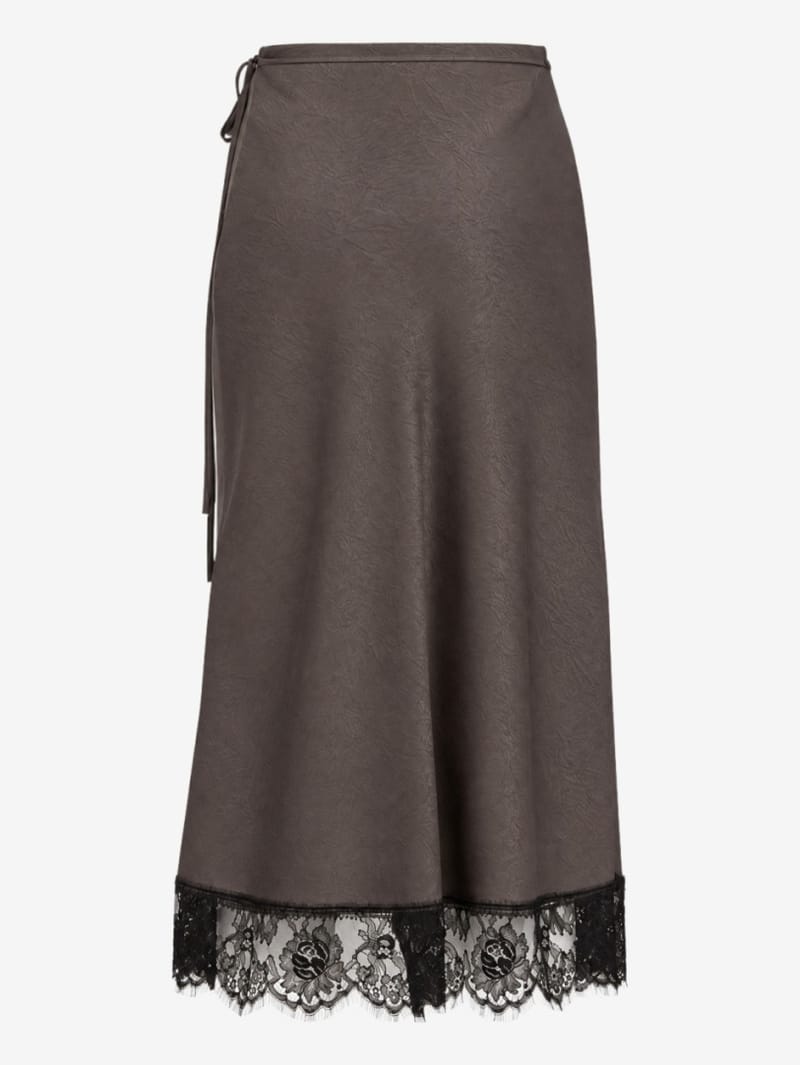 MSGM: Wrap satin skirt with lace
