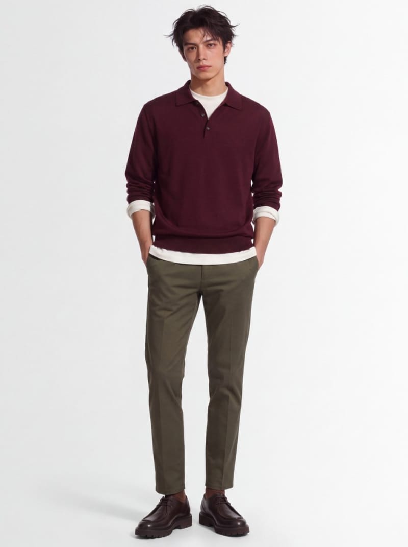 CRUNA - knitted long-sleeve polo shirt