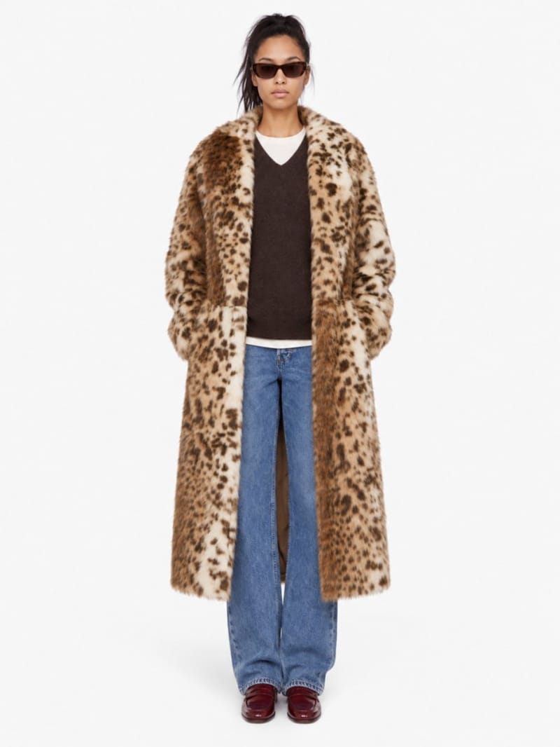 LA PISCINE - Leopard faux-fur long coat