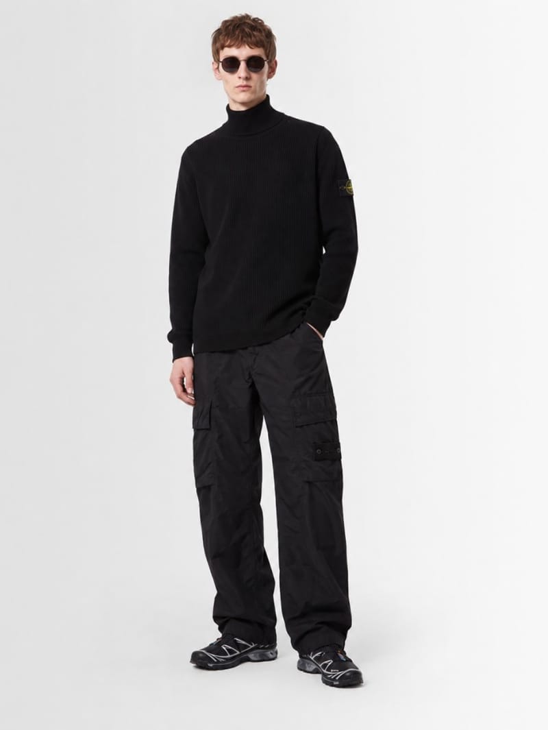 Stone Island: Ribbed cotton turtleneck sweater