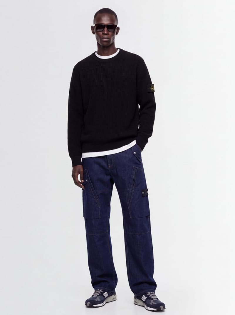 Stone Island: Ribbed crewneck sweater with badge