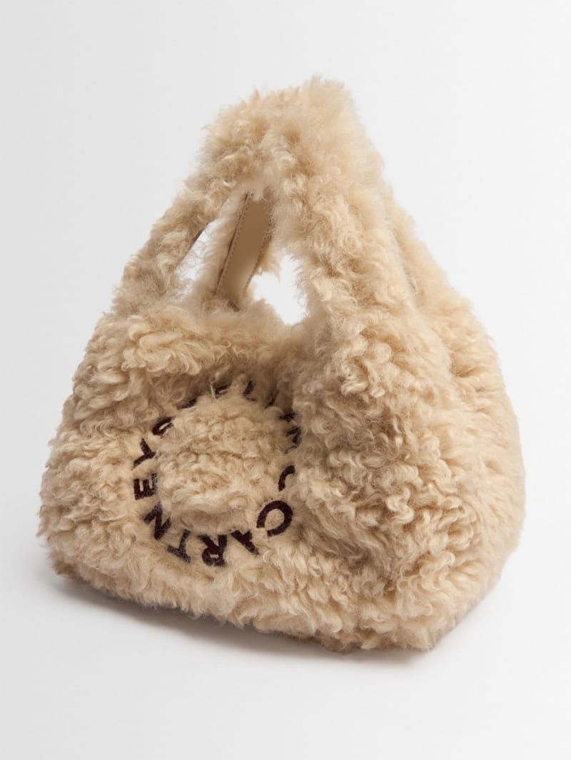 Stella McCartney: Shearling-effect shoulder bag with logo