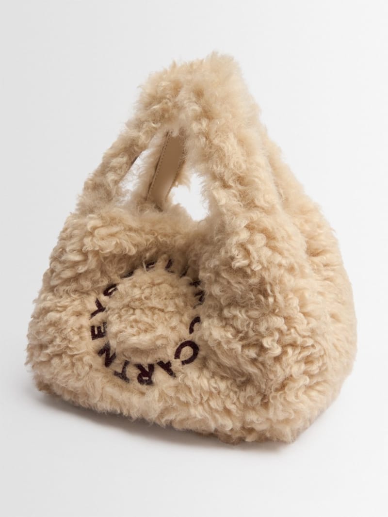 Stella McCartney - Shearling-effect shoulder bag with logo