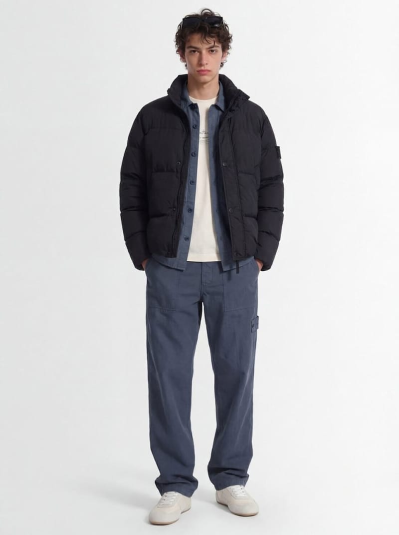 Stone Island - Nylon down jacket with logo badge