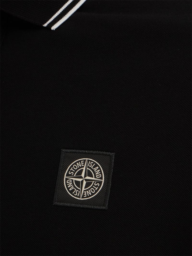 Stone Island: Long-sleeved stretch cotton polo shirt