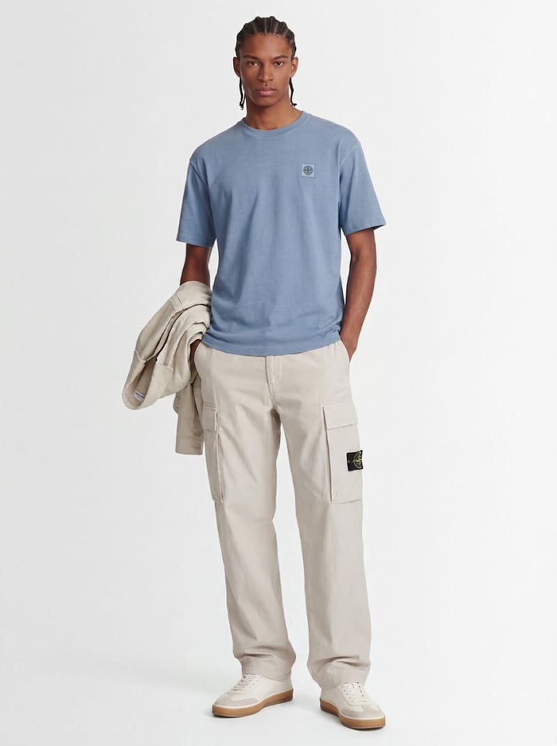 Stone Island: T-shirt in cotone con patch logo