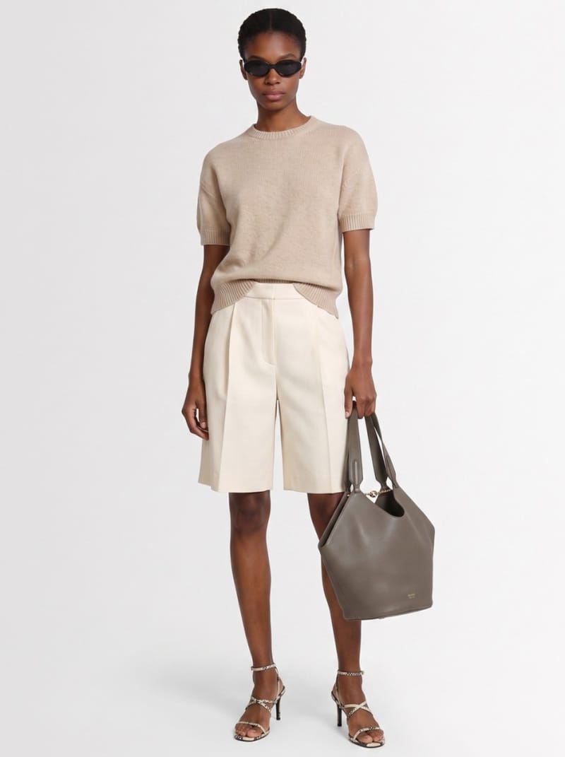 Khaite: Short-sleeved cashmere knit top