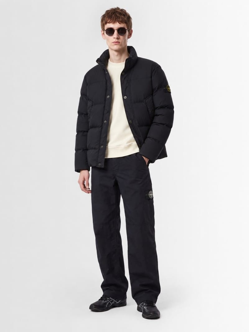 Stone Island: Quilted nylon down jacket with badge