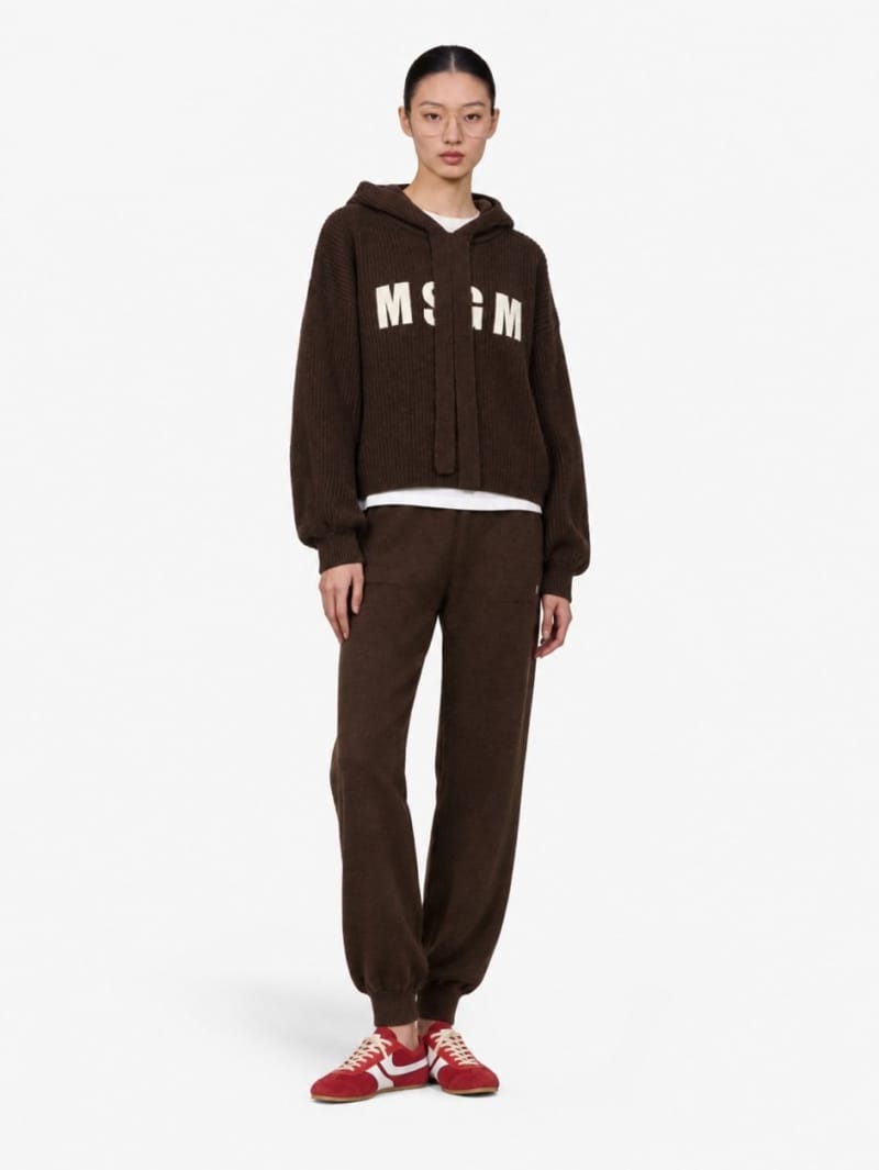 MSGM: Cashmere wool blend pants w/ logo