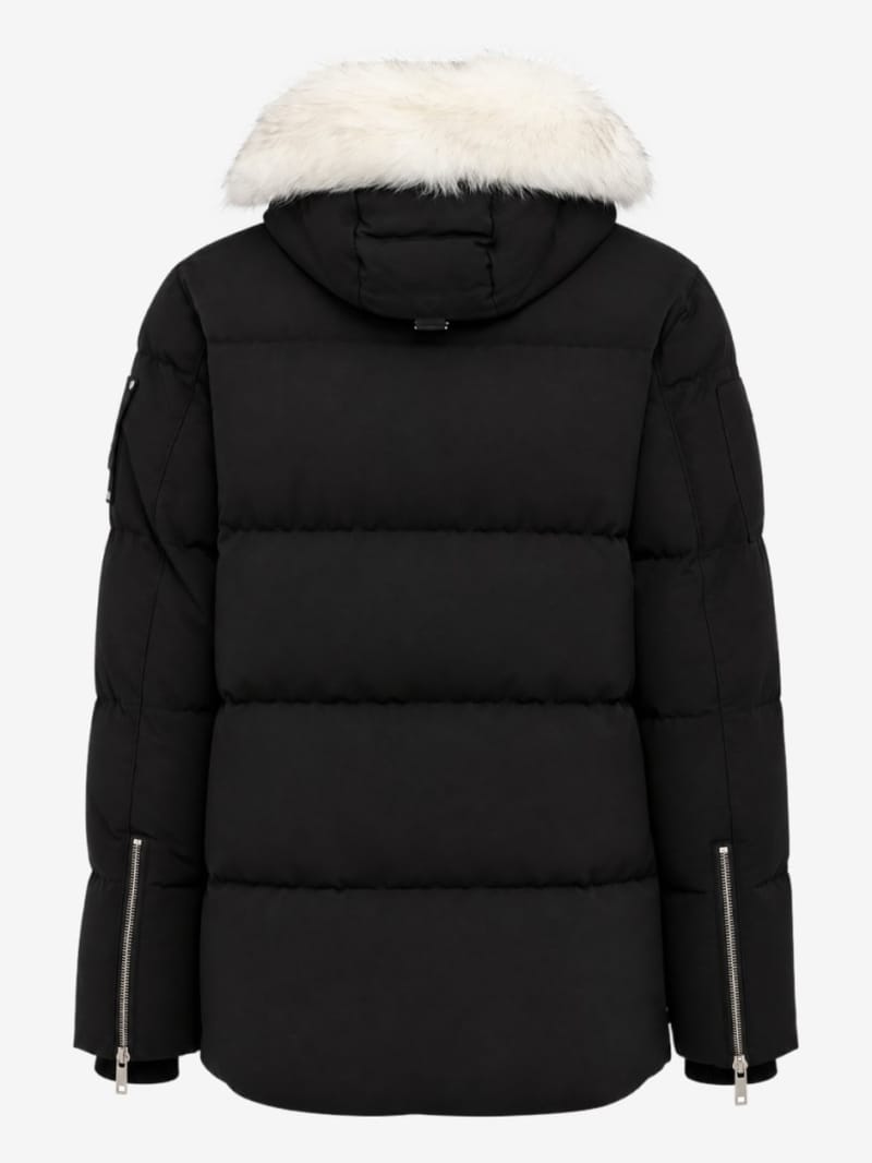 Moose Knuckles - Three-quarter cotton down jacket with shearling