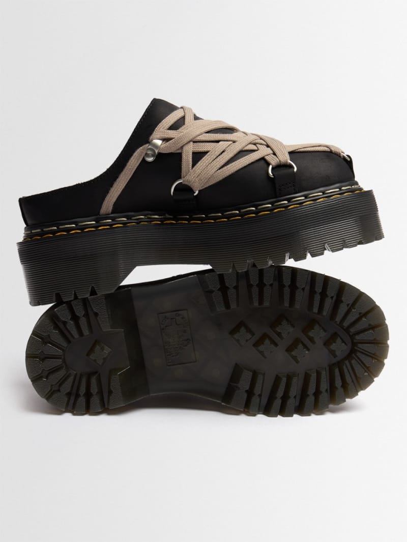 DR.MARTENS X RICK OWENS: Leather platform mules with Megalace lacing