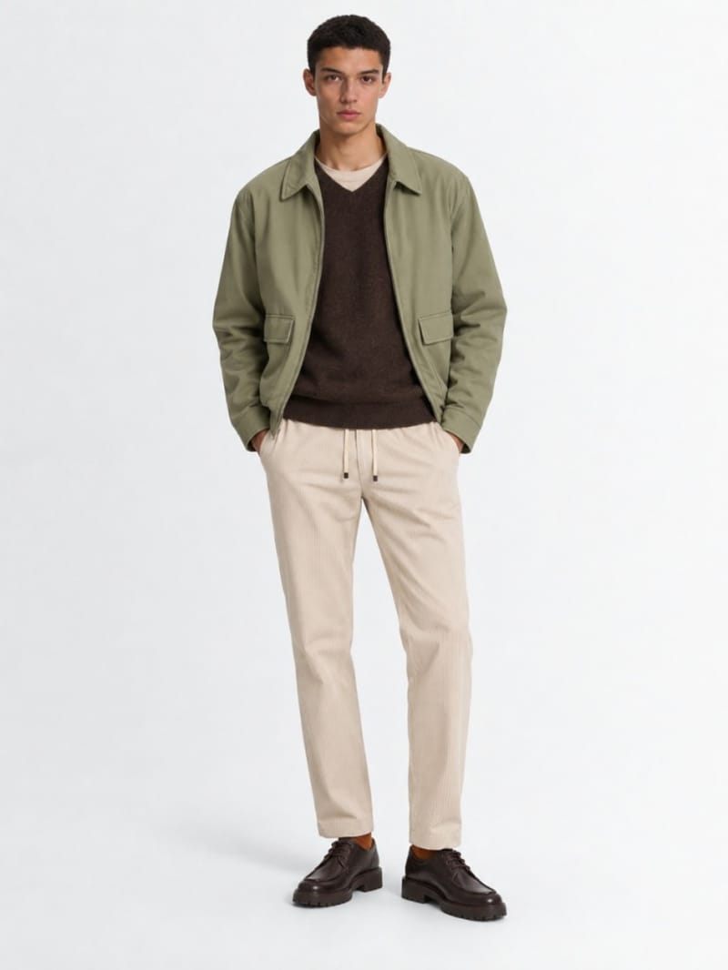 CRUNA - Single pleat slim tapered fit with elastane