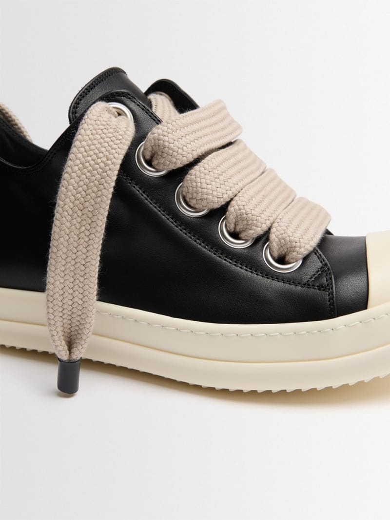Rick Owens: Zapatillas bajas Jumbolace de piel de cordero