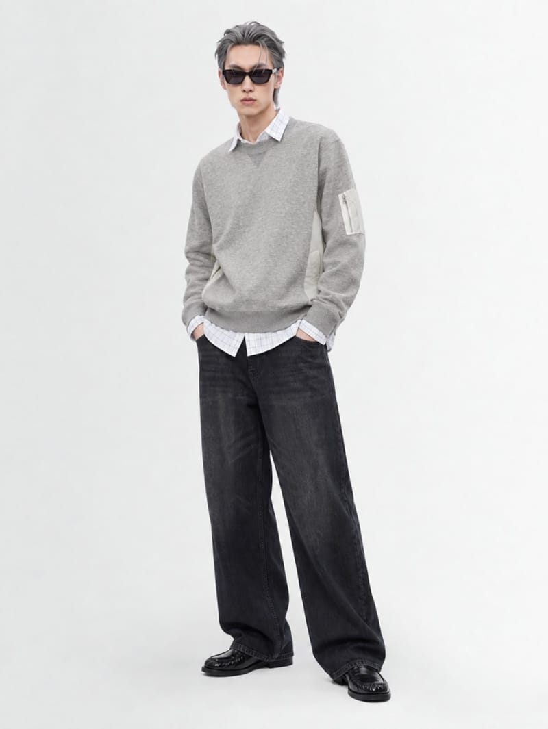 Sacai: Cotton sweatshirt with nylon panels