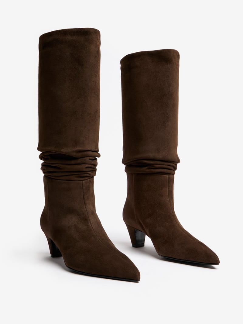 FABI: Stivali alti in suede con tacco