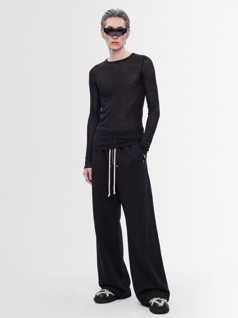 Rick Owens: Ribbed silk blend long sleeve t-shirt