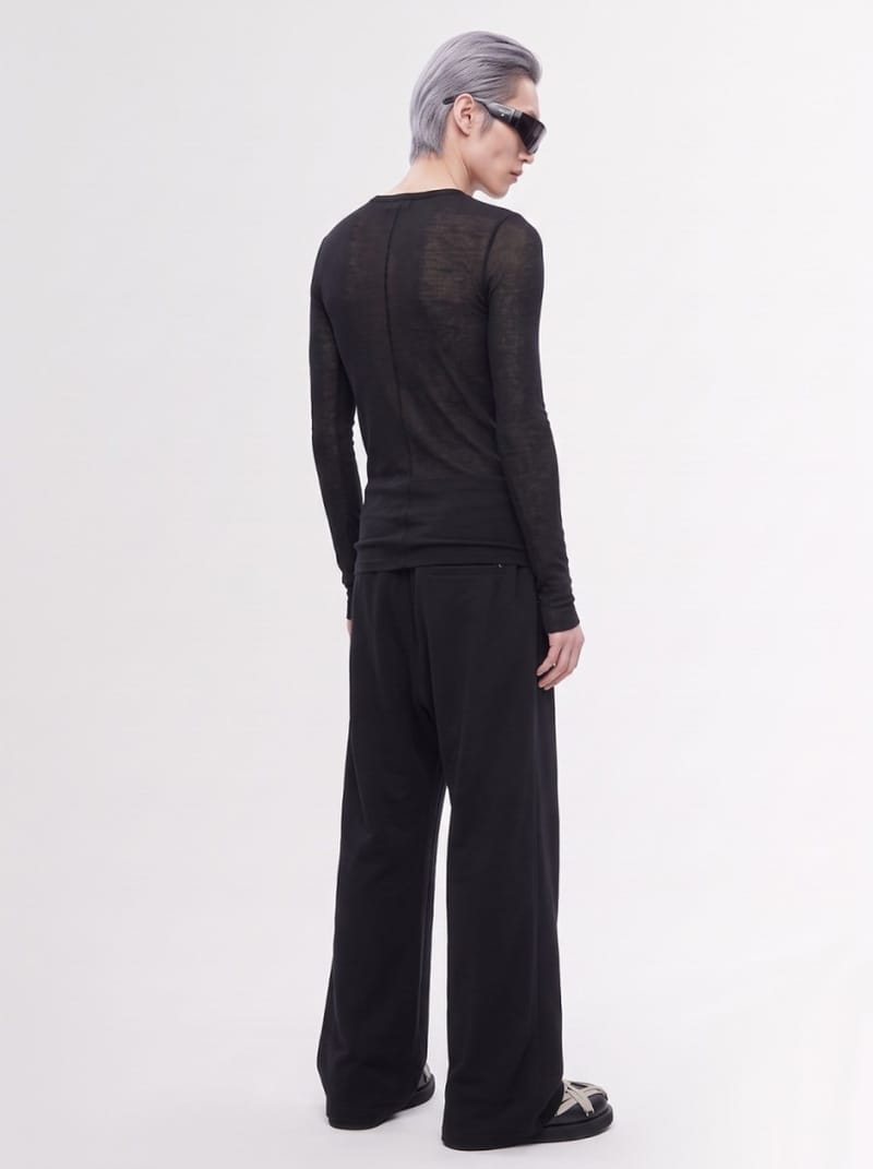 Rick Owens: Ribbed silk blend long sleeve t-shirt