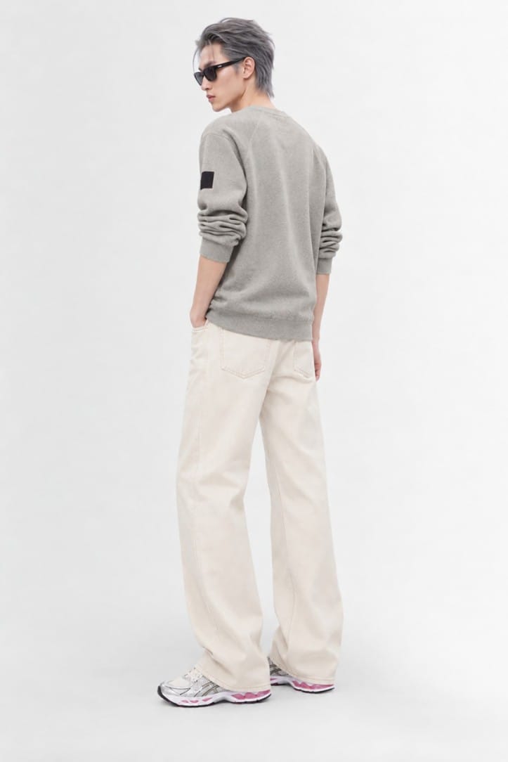 OUTHERE: Woodveil cotton blend crewneck sweater