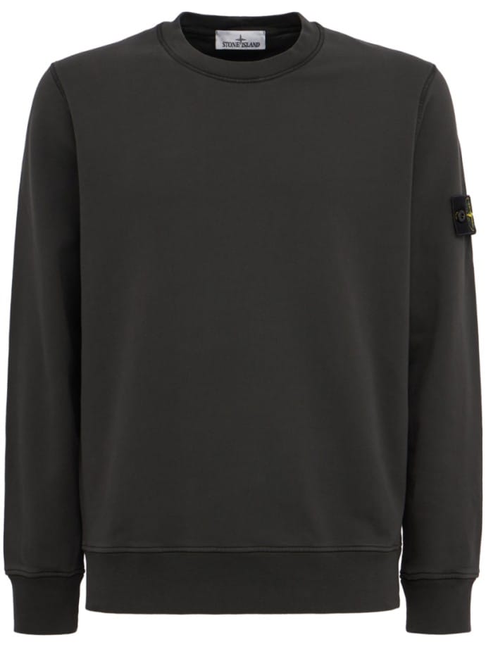Cotton crewneck sweatshirt with badge