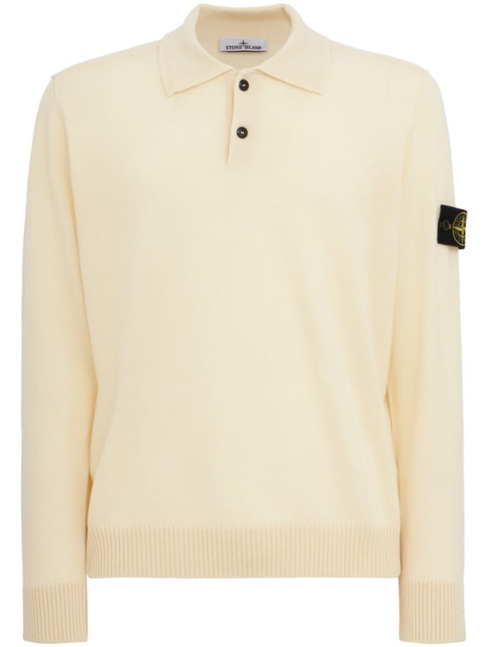Knit polo sweater with buttons