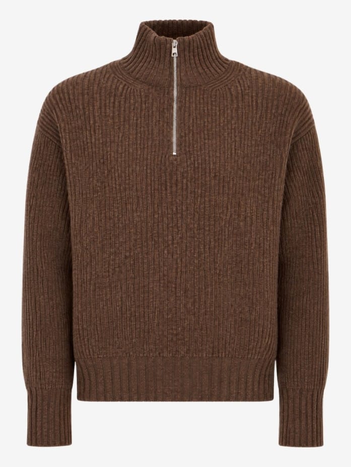 Merino blend knit polo w/ buttons