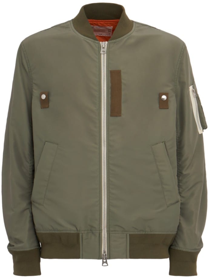 Nylon bomber jacket with utility pocket